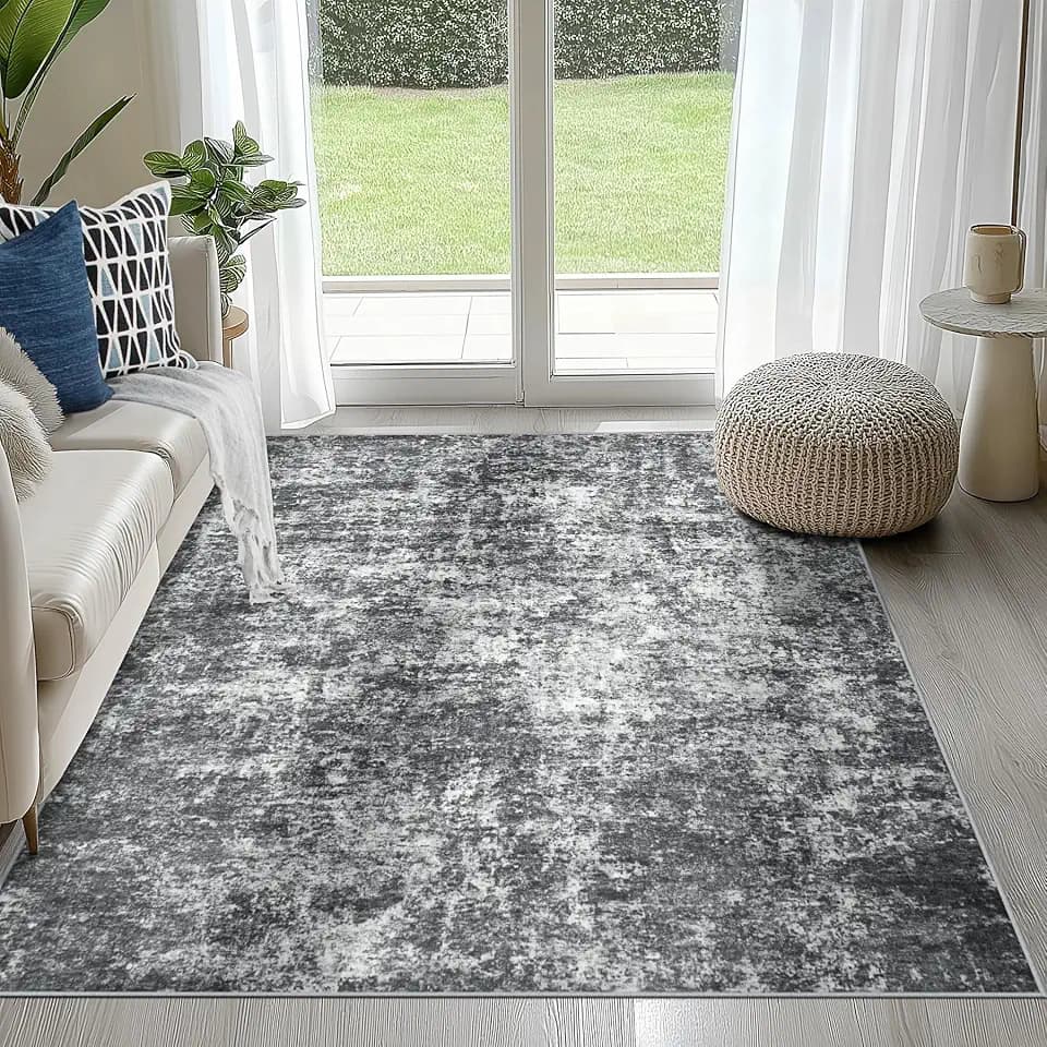 4x6 Area Rugs for Living Room Washable Bedroom Dining Room Black Grey