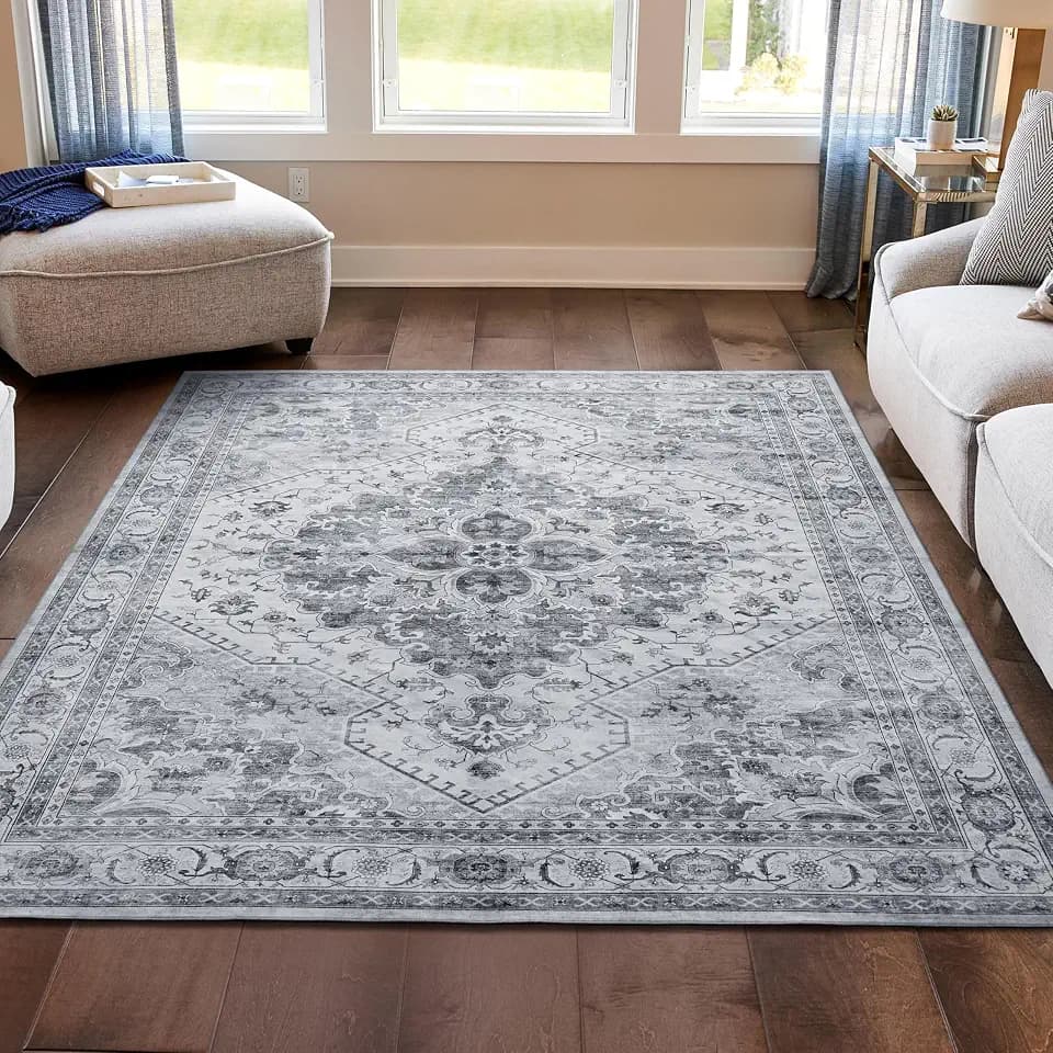 Dream Mink Washable Geraldine Grey Geometric 7'10" x 10'