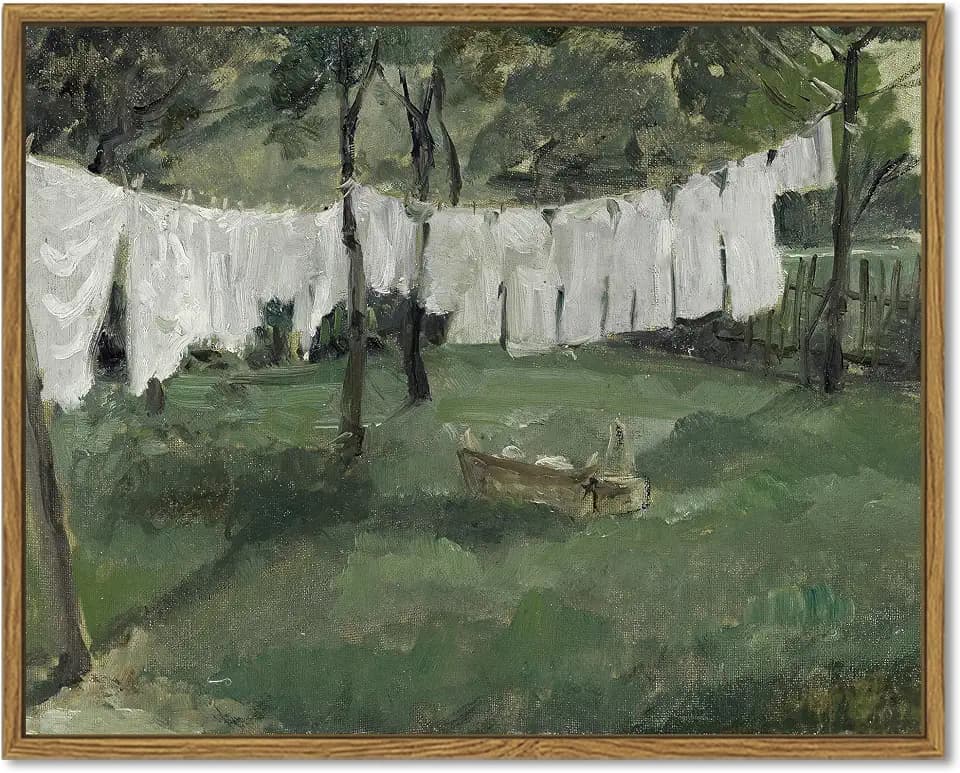 SHENIFY Laundry Room 11x14in Vintage Framed Canvas Wall Art Decor - Natural Framed