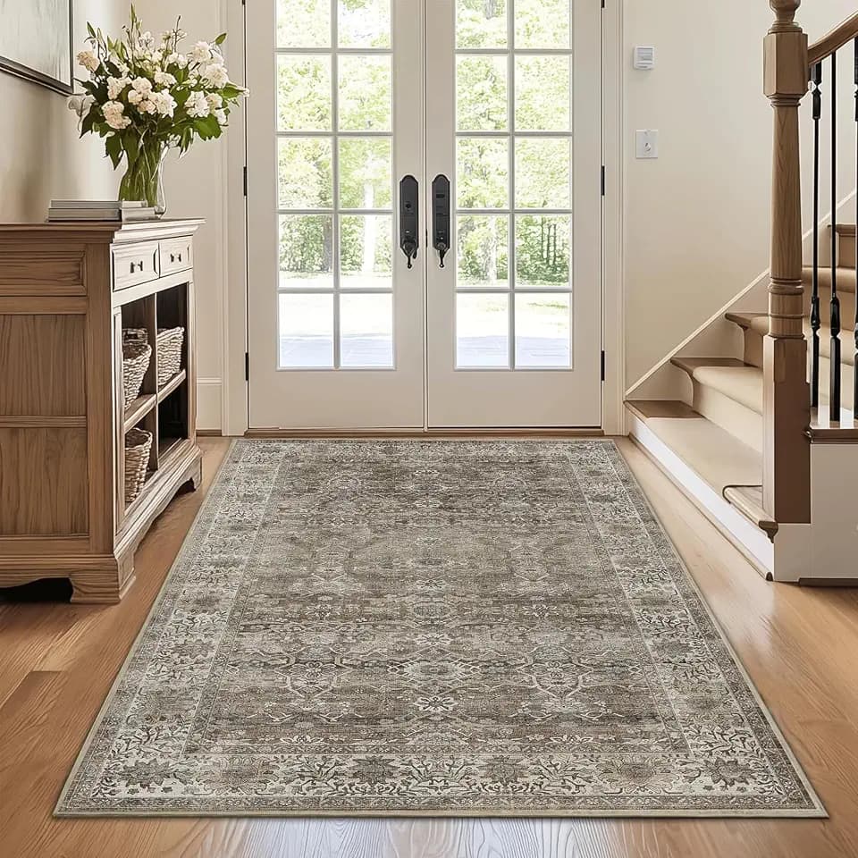 4x6 Washable Rug for Living Room Bedroom Entryway Brown Grey