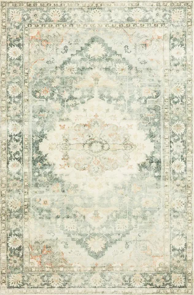 Loloi Rosette Teal/Ivory 2'-6" x 7'-6" Runner Rug