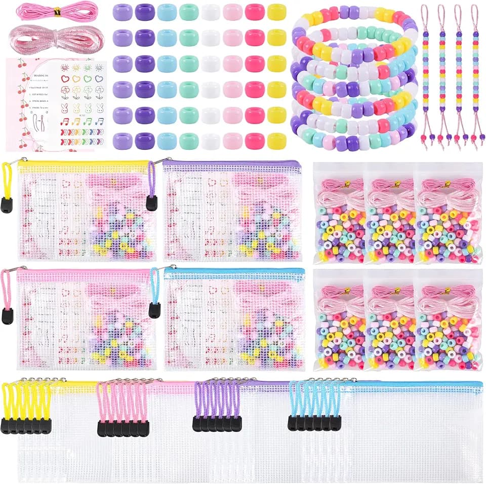 Ruijaoa 24 Pack Pony Bead Bracelet Kits, Bulk Christmas Shoebox Gifts