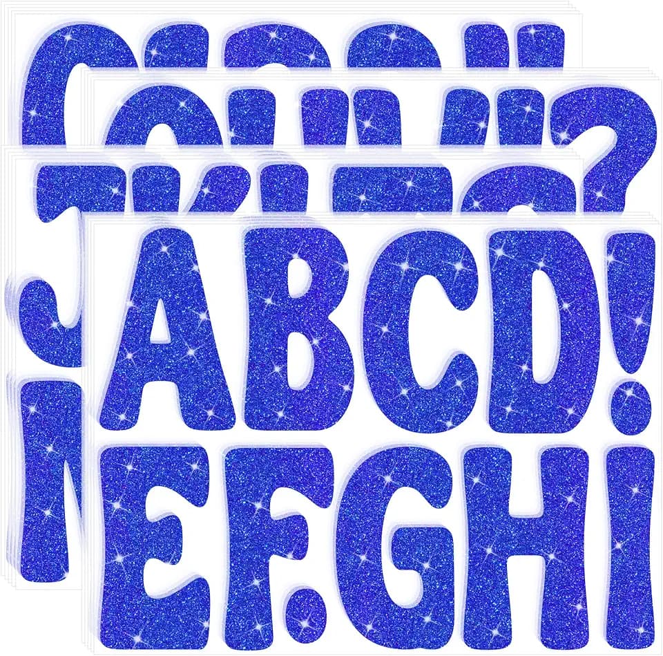 Bulletin Board Letters 215 PCS Glitter Letter Stickers Large 4 Inch, Blue