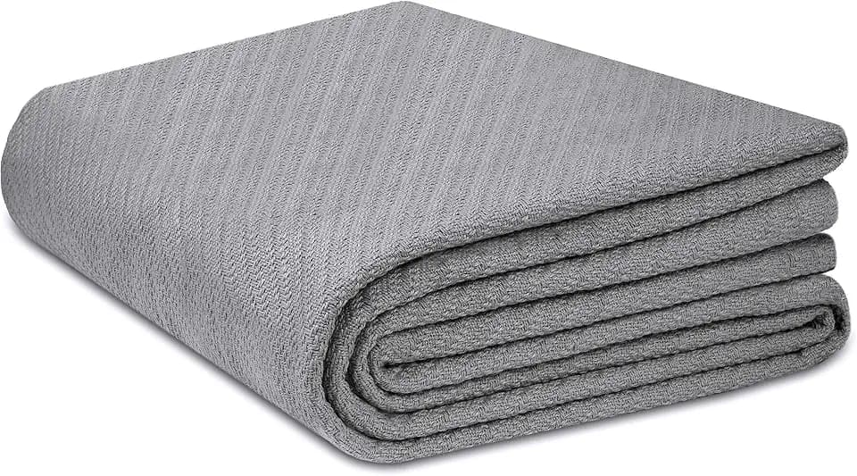 COTTON CRAFT Soft Thermal Blanket - All Season Cotton Blanket - King - Grey
