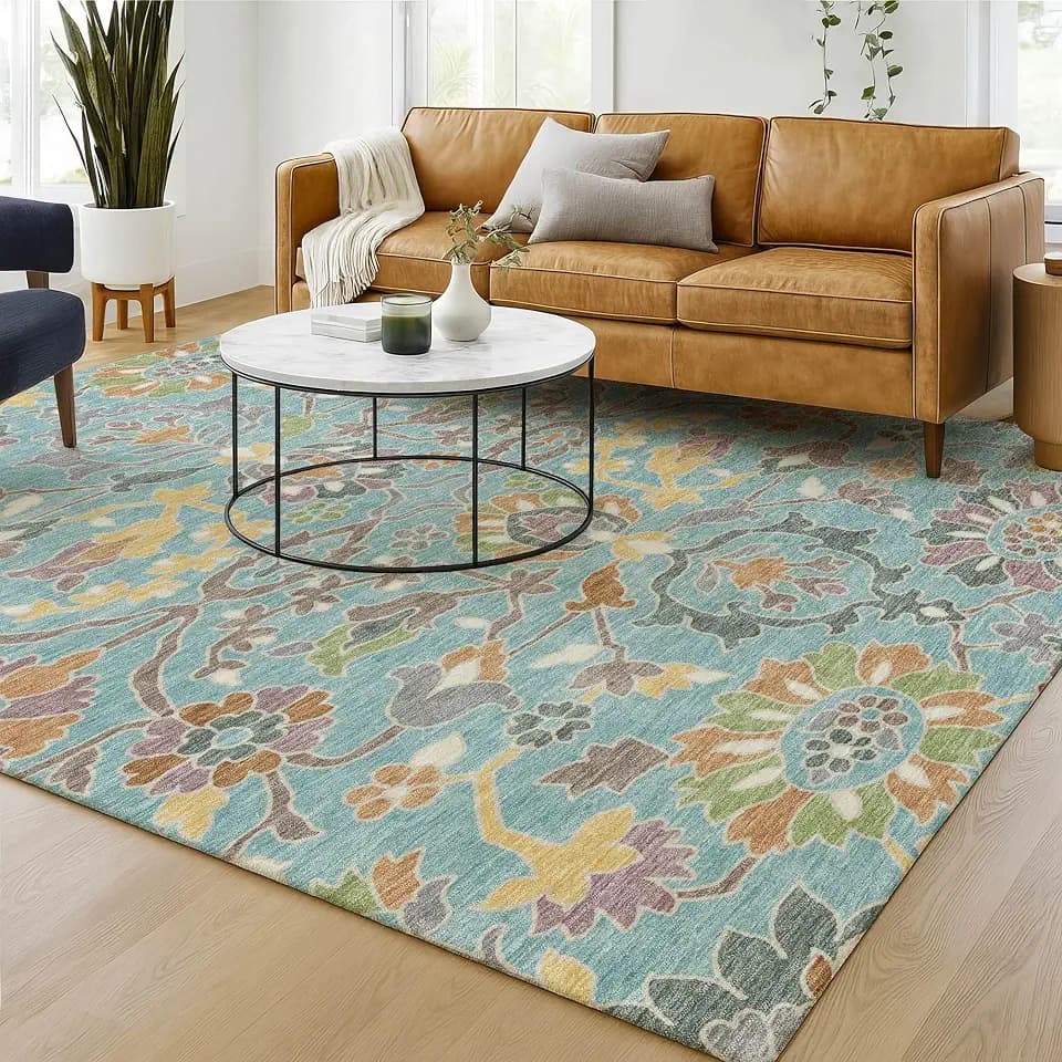 Addison Rugs Chantille ACN2587 Teal 9' x 12' Indoor/Outdoor, Machine Washable, Easy Clean, Non Shedding, Bedroom, Living Room, Dining Room, Kitchen, Patio Rug