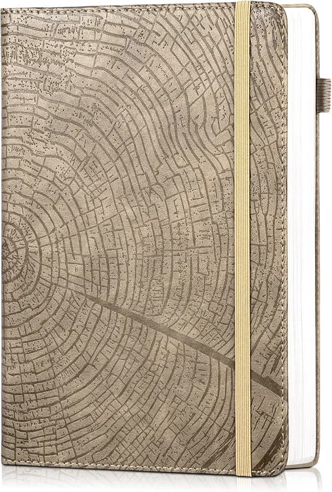 CAGIE Lined Journal for Men & Women, Tree Growth Ring Hardcover A5 Notebook