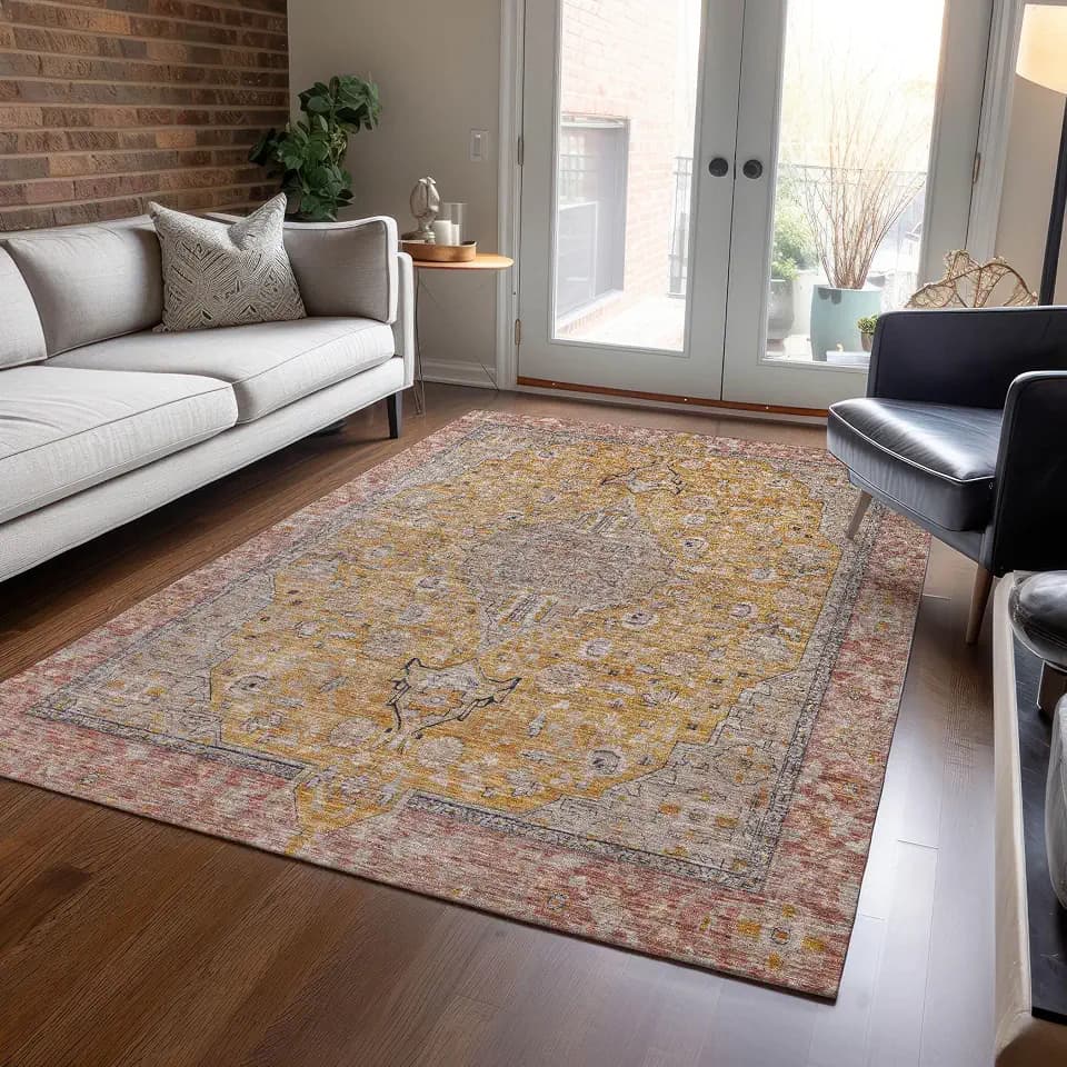Addison Rugs Chantille ACN1651 Gold 2'6" x 3'10" Indoor/Outdoor, Machine Washable, Easy Clean, Non Shedding, Bedroom, Living Room, Dining Room, Kitchen, Patio Rug