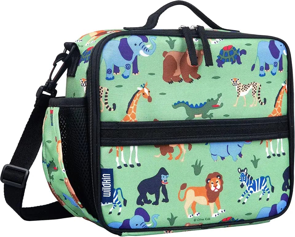 Wildkin ECO rPET Insulated Lunch Box for Kids, Wild Animals