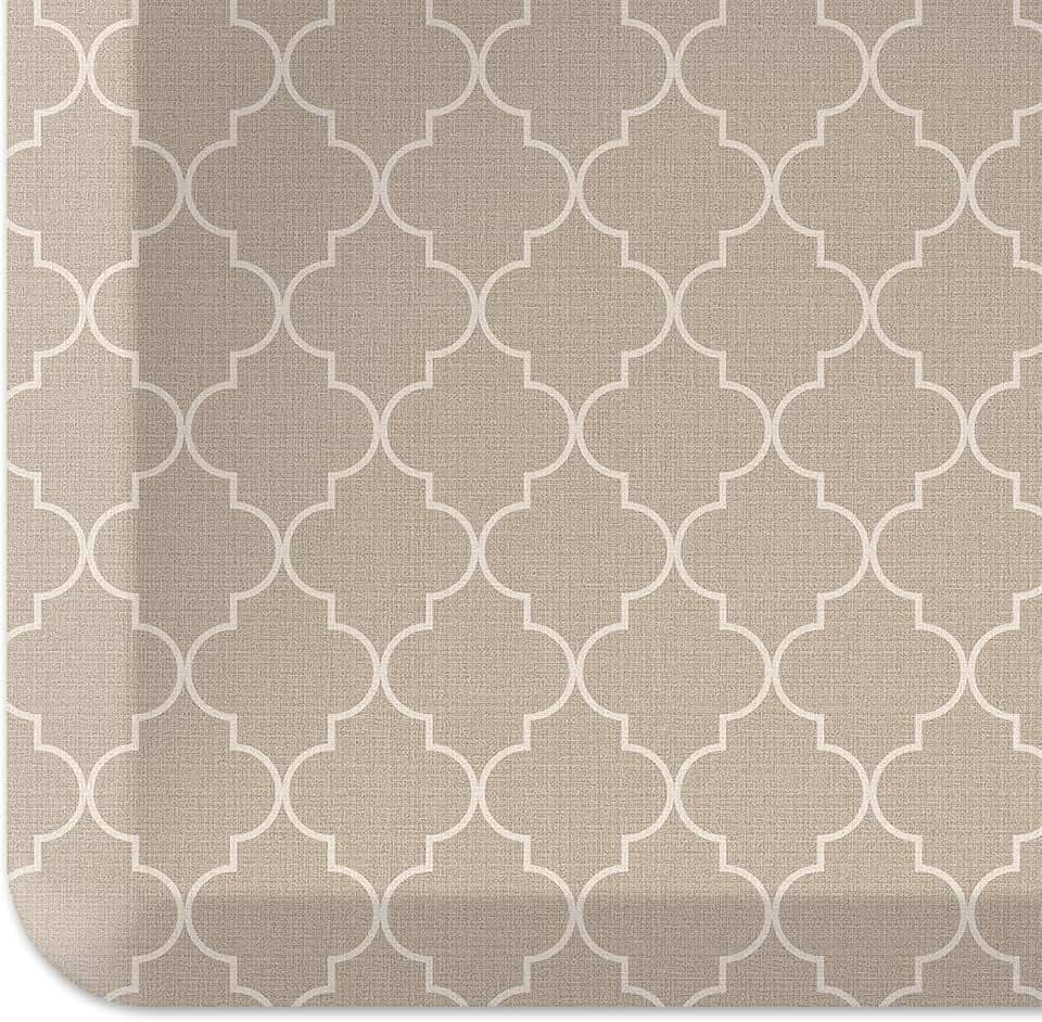 GelPro Anti-Fatigue Designer Comfort Kitchen Floor Mat, 20x32, Trellis Khaki Stain Resistant Surface with 3/4” Thick Ergo-Foam Core for Health and Wellness