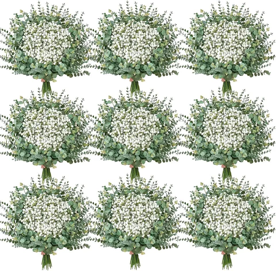 Serwalin 300PCS Mixed Eucalyptus Stems with Baby's Breath Greenery