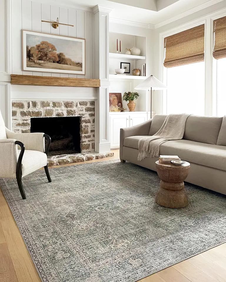 Loloi Chris Loves Julia Jules Emerald/Antique Ivory 9'-6" x 14' Area Rug