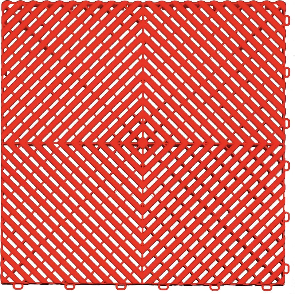 Swisstrax Ribtrax PRO Garage Floor Tiles, 15.75", Racing Red, 24-Pack