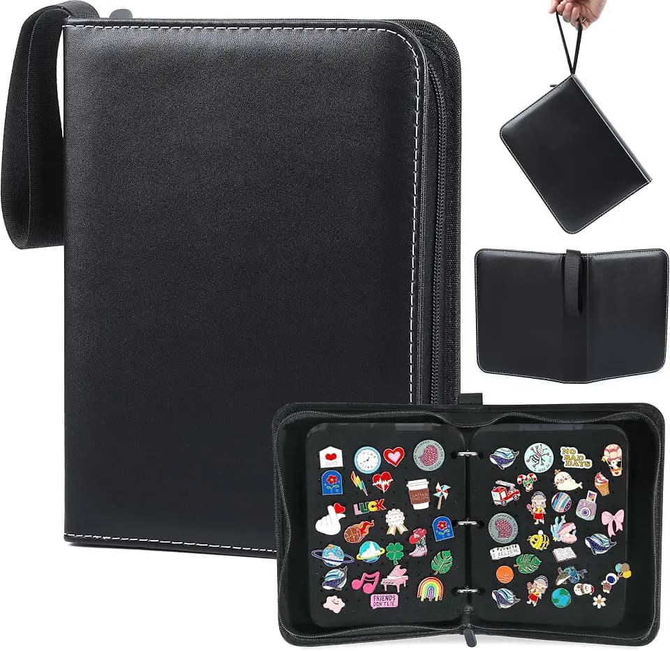 Pin Bag Case for Trading: 6 Page Black Pins Display Books