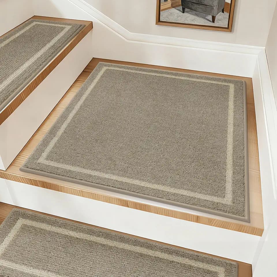 COSY HOMEER Stair Landing Rug 30x30 Inch,Non-Slip Landing Mat,Beige