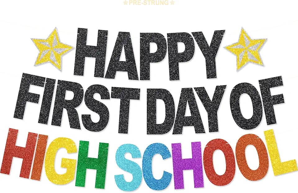 First Day of High School Banner - NO DIY Back To School High School Party Decorations For Highschool Party Décor