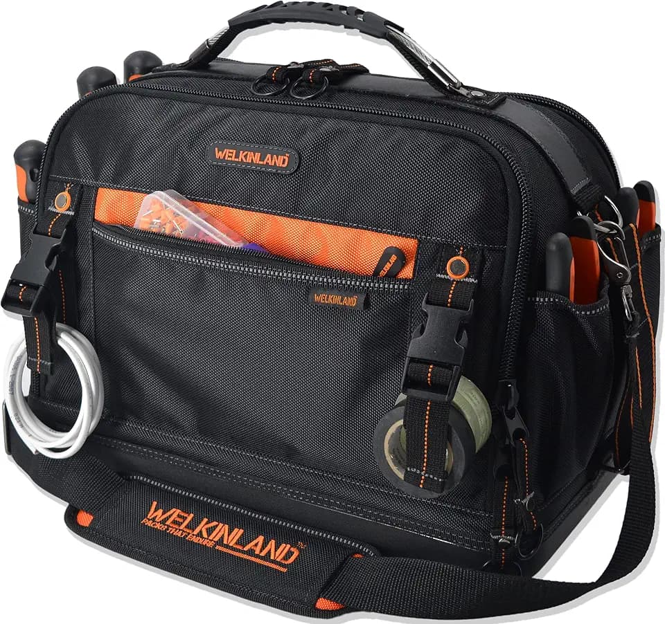 WELKINLAND 42-Pocket Tool Organizer, 16- Inch Hard Bottom Tool Bag