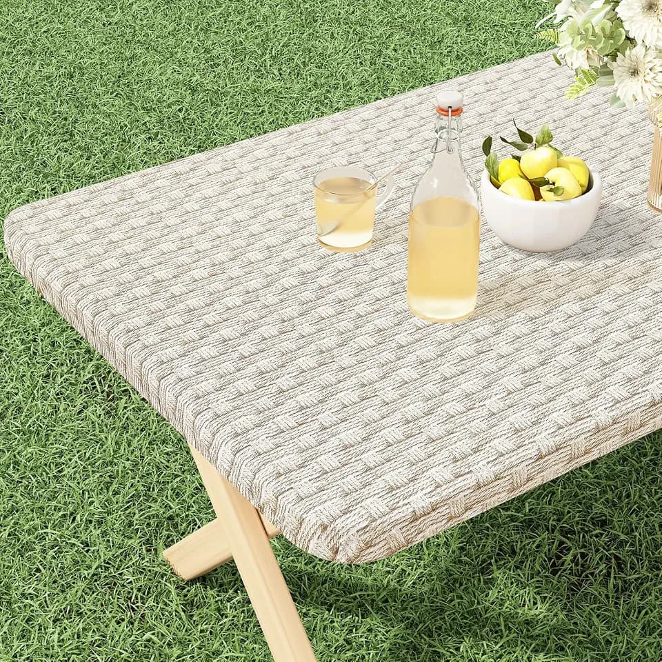 misaya Rectangle Vinyl Tablecloth 4 Foot Elastic Fitted Table Cover
