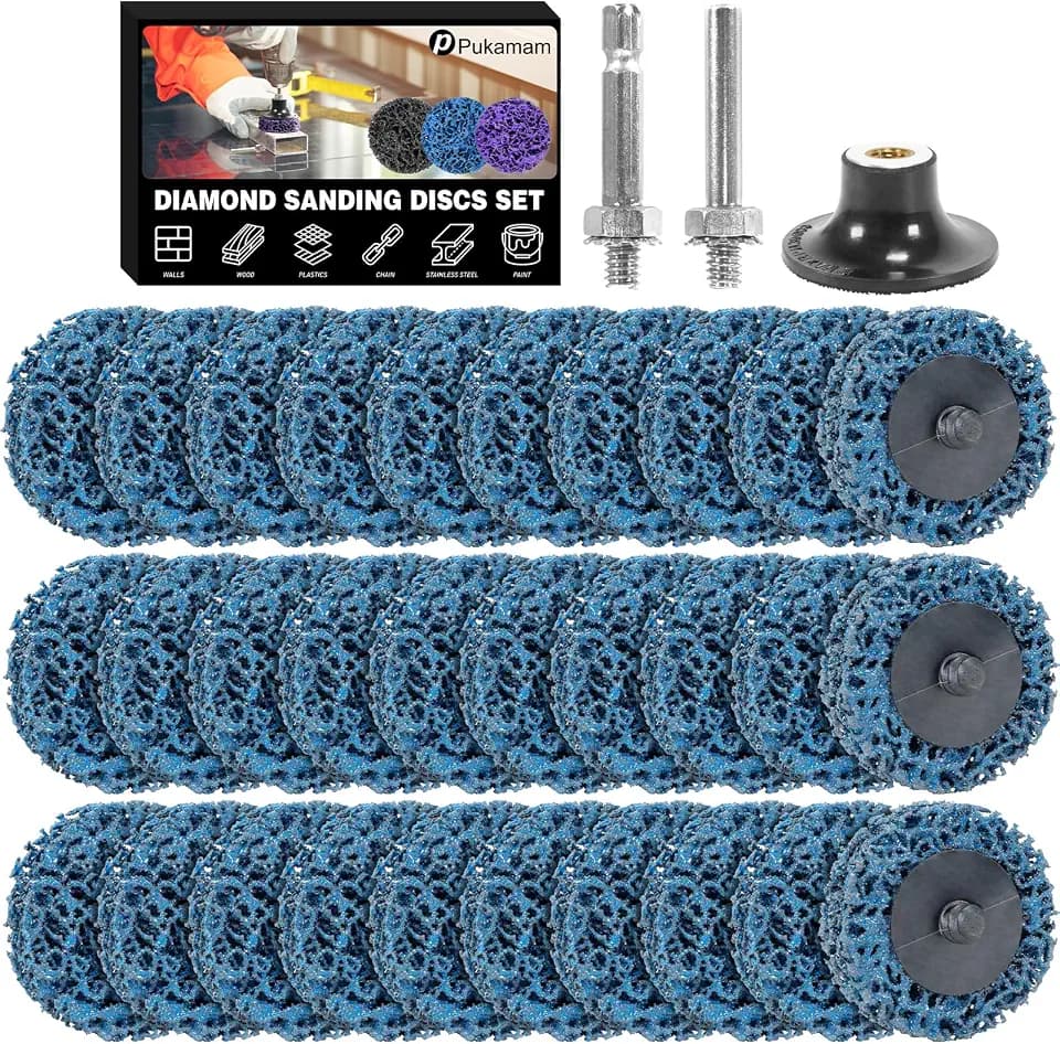30 Stück CSD Scheibe Schleifscheibe 50mm Schleifaufsatz für Akkuschrauber Schleifen für Dremel, Reinigungsscheibe Set für Bohrmaschine von Farbe, Rost, Oxidation Reinigen & Entfernen(Blau)
