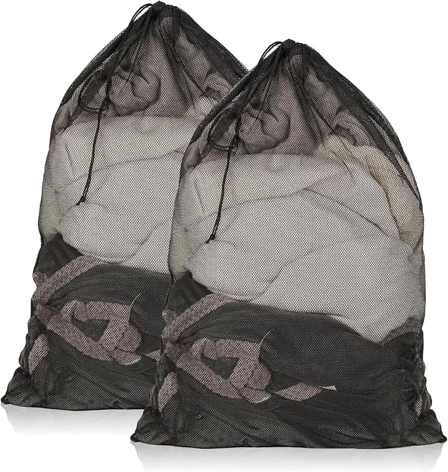 2 Pack Mesh Laundry Bags 23x34 Inch Drawstring Locking for Travel Home