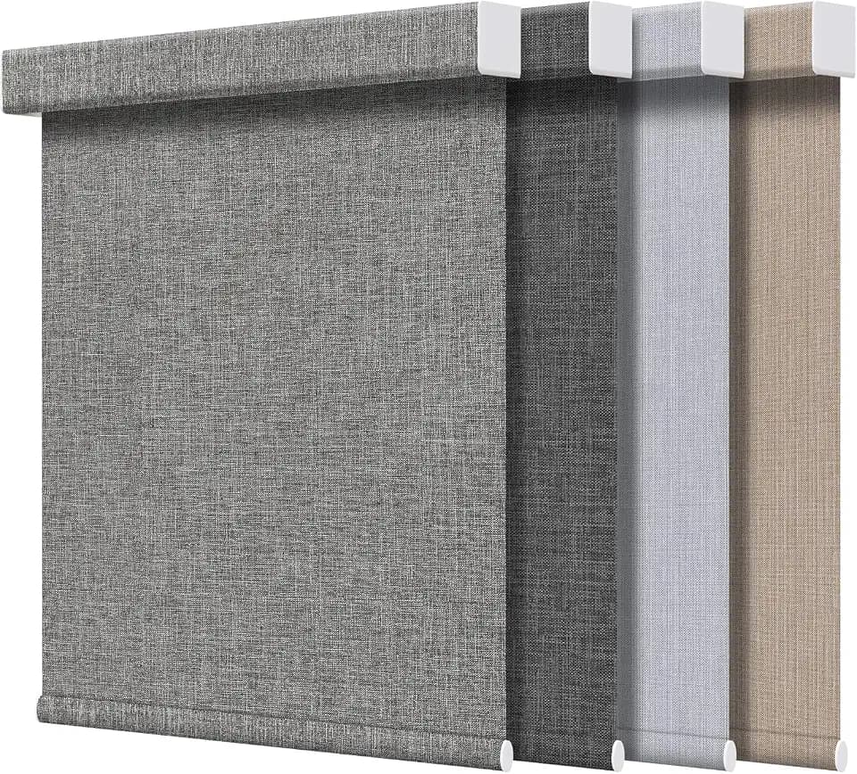 Grandekor Blackout Roller Shades for Windows,Hemp-Dark Gray 35"x72"