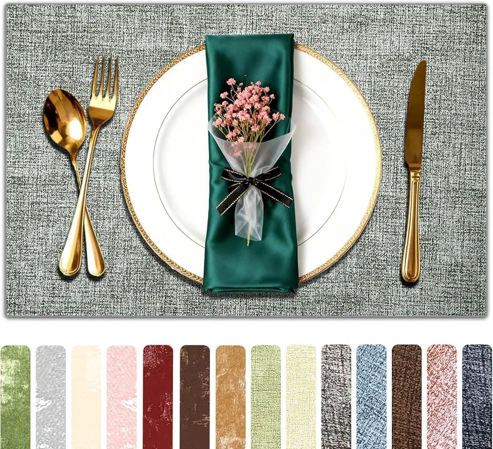 Faux Leather Placemats Set of 4, 11.8"x17.7", Beige