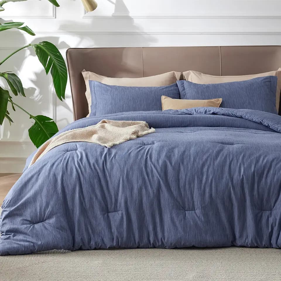 Bedsure Infinity Blue Twin Comforter Set, College Dorm Essentials 2 Pcs