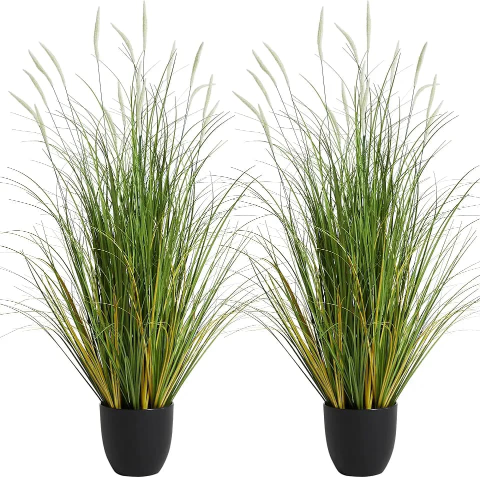 3ft 2-Pack Artificial Cattail Reed Grass, 35in Artificial Fake Onion Plant