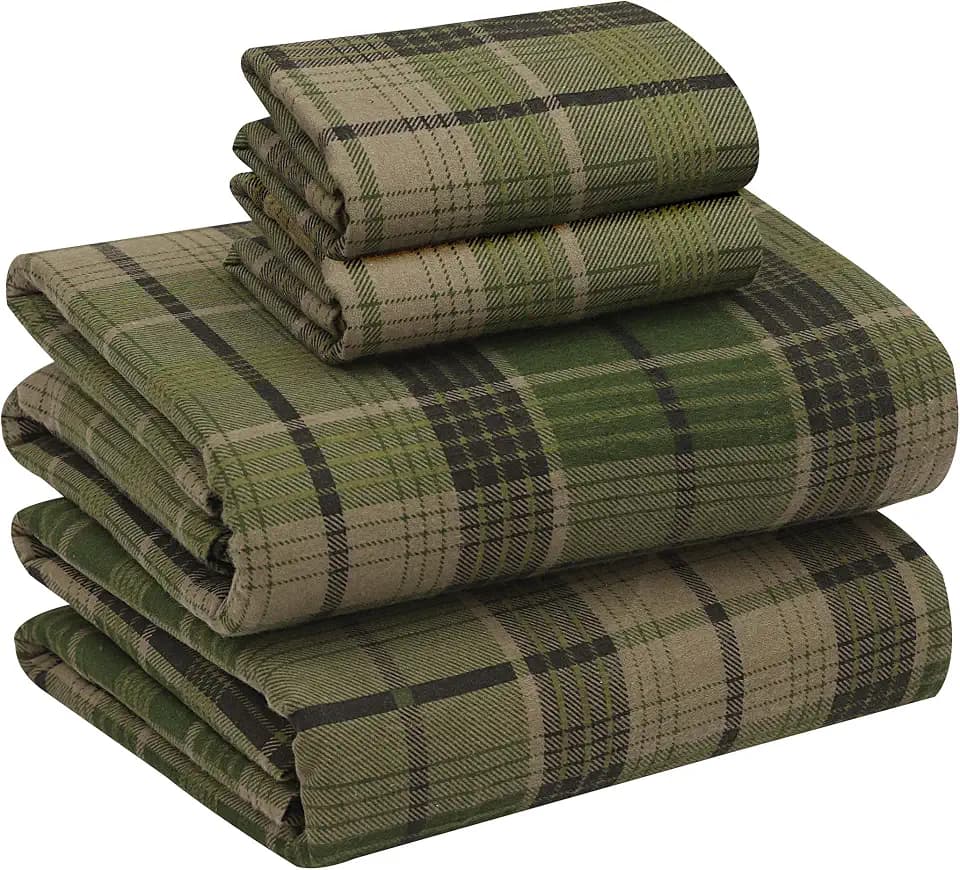 RUVANTI 100% Cotton Flannel Sheets Full Size, DNA Plaid