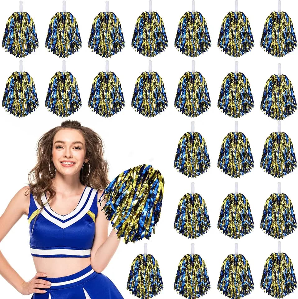 Hanaive 24 Pcs Cheerleading Pom Poms Bulk with Handle