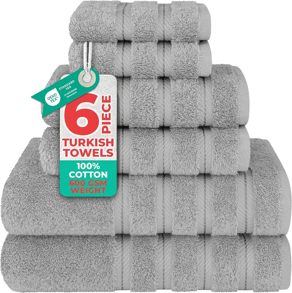 American Soft Linen 100% Cotton Luxury Turkish Towels, 6 Piece Towel Set