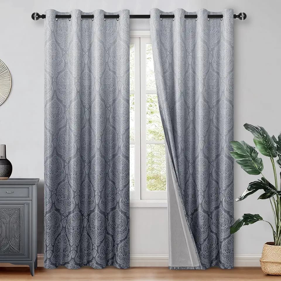 DWCN Ombre Blackout Curtains for Bedroom 52 x 84 inch, Full Blackout Grey