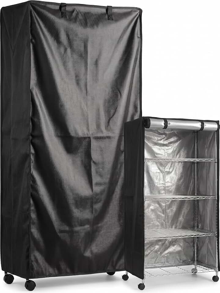 STARVAST Wire Shelf Cover, 210D Heavy Duty Silver-Coated Oxford Fabric, Dustproof, Heat Insulation, Wire Standing Shelving Covers with Zipper, Outdoor Storage Wire Rack Covers, 36" W x 18" D x 72" H