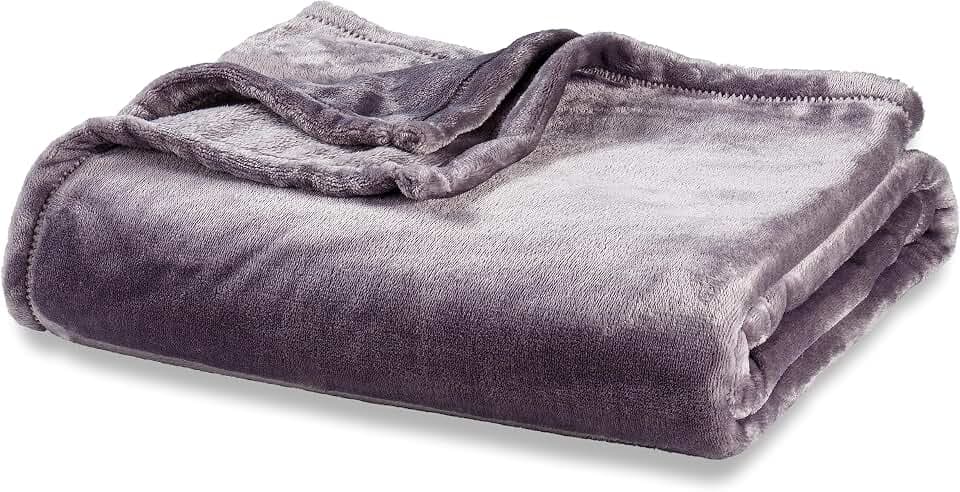 Berkshire Blanket Classic VelvetLoft® Solid Throw Blanket, Lightweight Soft Fuzzy Plush Throw Blanket for Bed and Couch, Grey Heron, 50x60 Inches