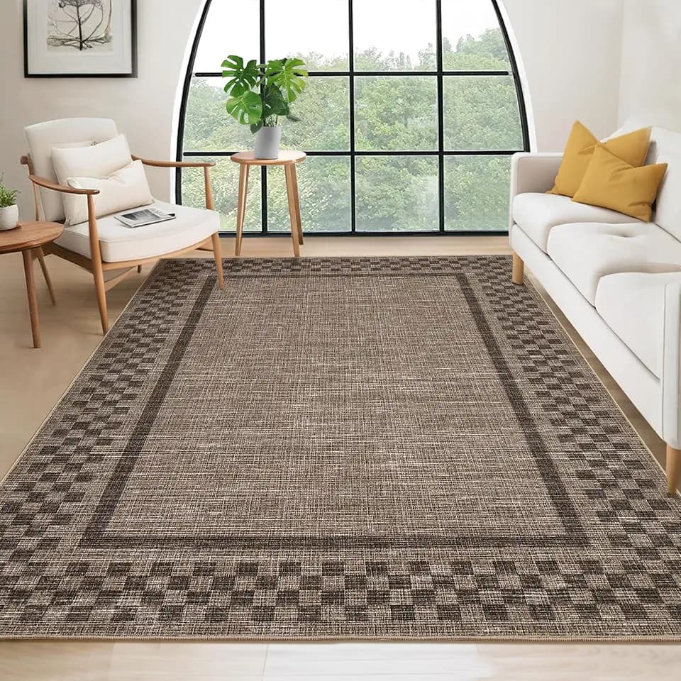 GarveeHome Washable Area Rug 6x9 Large Living Room Modern Border Throw Rug