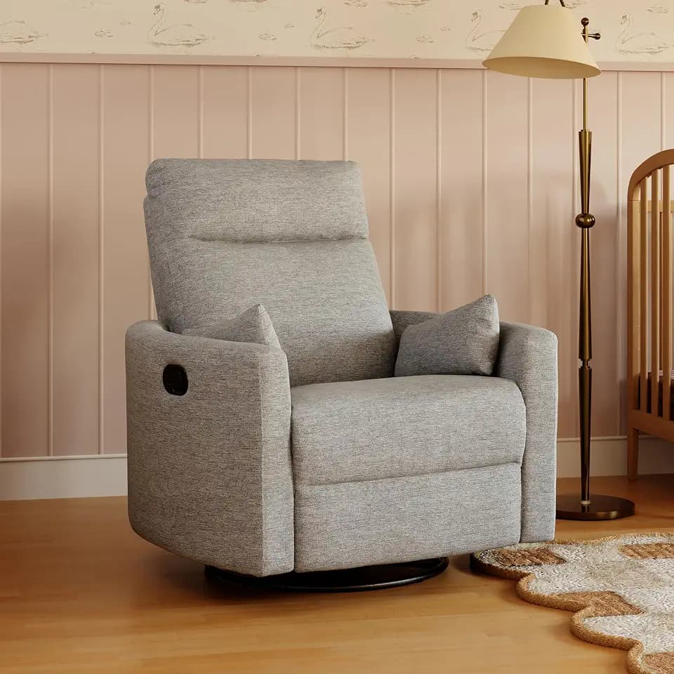 DaVinci Atlas Upholstered Recliner & Swivel Glider, Frost Grey
