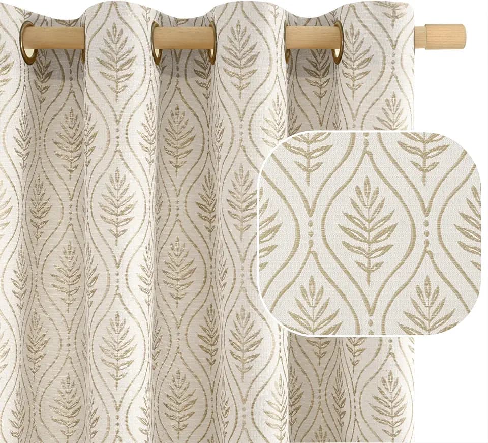BGment Beige Jacquard Curtains 72 Inches Long 2 Panels for Living Room