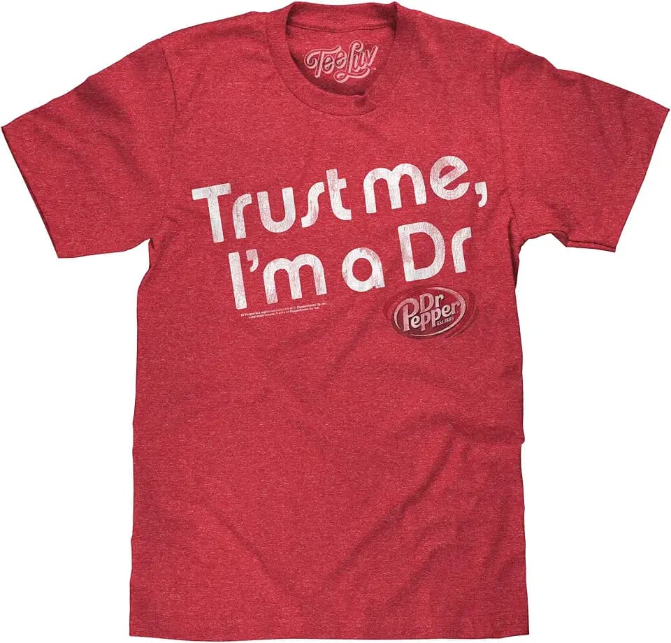 Tee Luv Men's Dr Pepper Trust Me I'm A Dr Faded Soda Logo Shirt