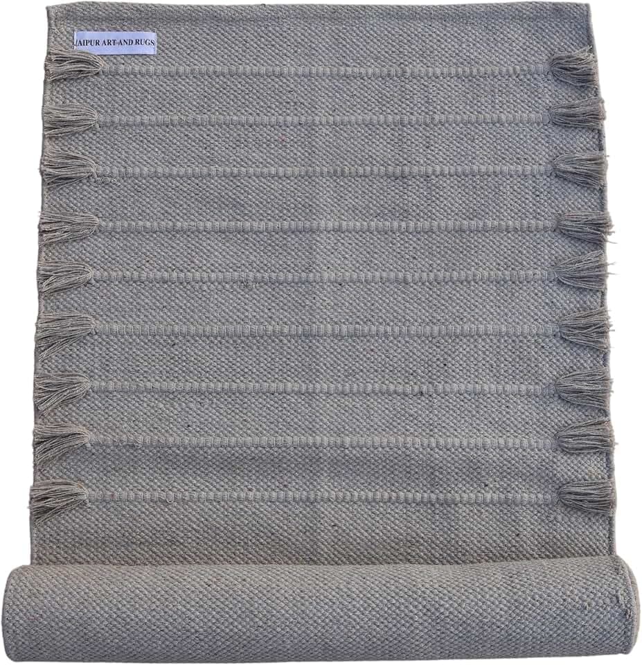 Jaipur art & Rugs Organic Cotton Yoga Mat - Eco-Friendly Hand-Woven Rug - Non Slip & Thick (24”x72”x5mm) for Everyday Fitness at Home - Comfortable Extra-Long