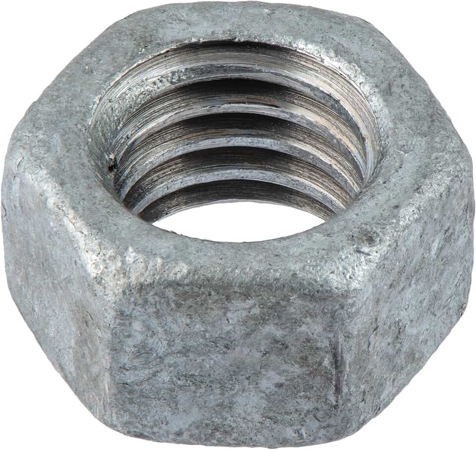 1/2"-13 (25 Pack) Galvanized Grade 2 Hex Nuts, Coarse Thread, Hot Dip Galvanized, Industrial/Commercial Grade ASME B18.2.2 by Makers Bolt