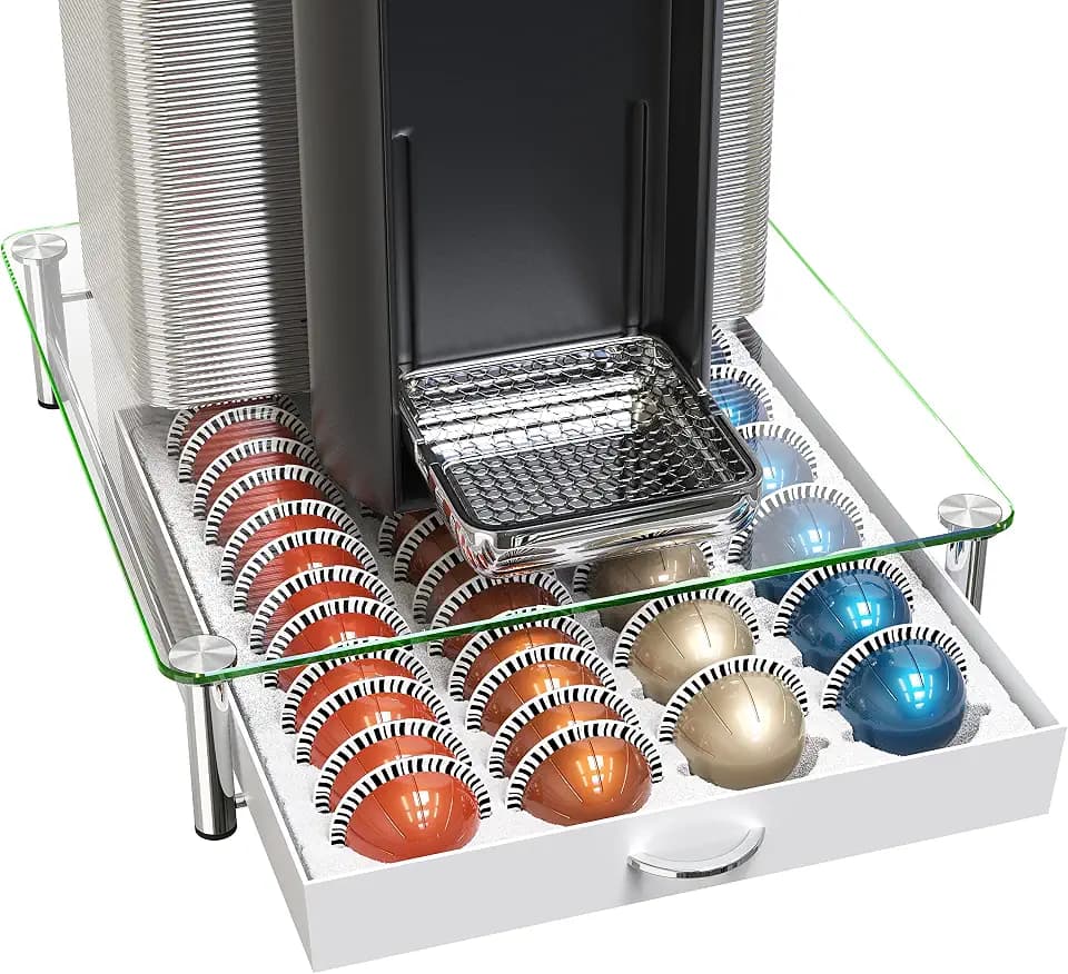Deco Brothers Tempered Glass Vertuo Pod Holder, Fits 24 Large/48 Small Pods
