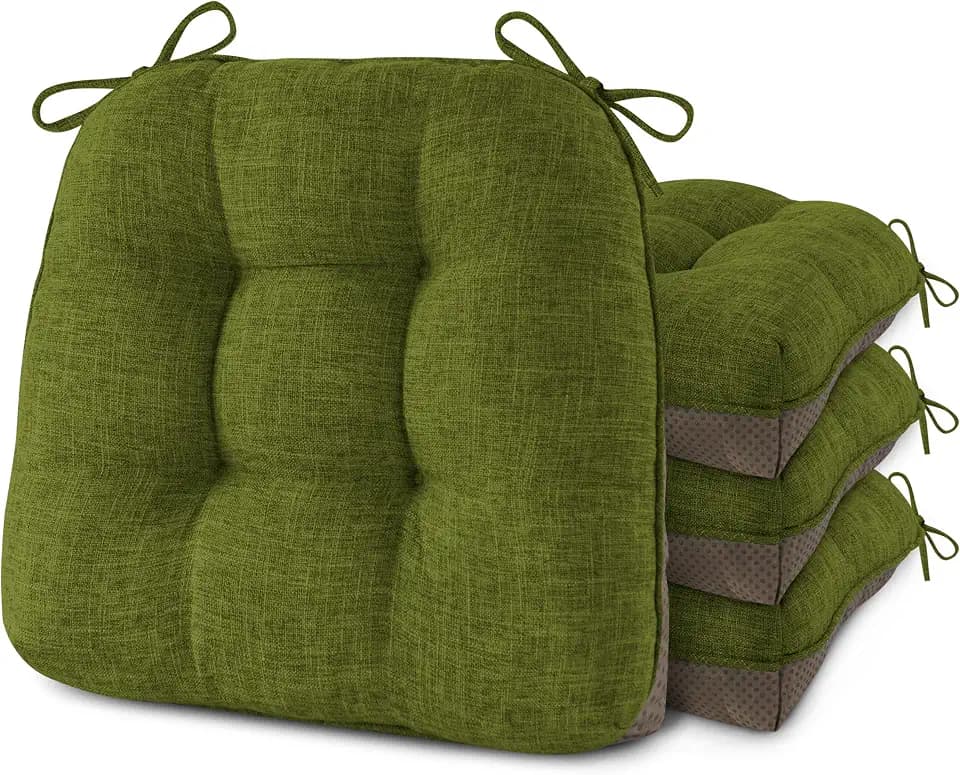 4 Pack Chair Cushions for Dining Chairs 16" x 16" x 3" Olive Green