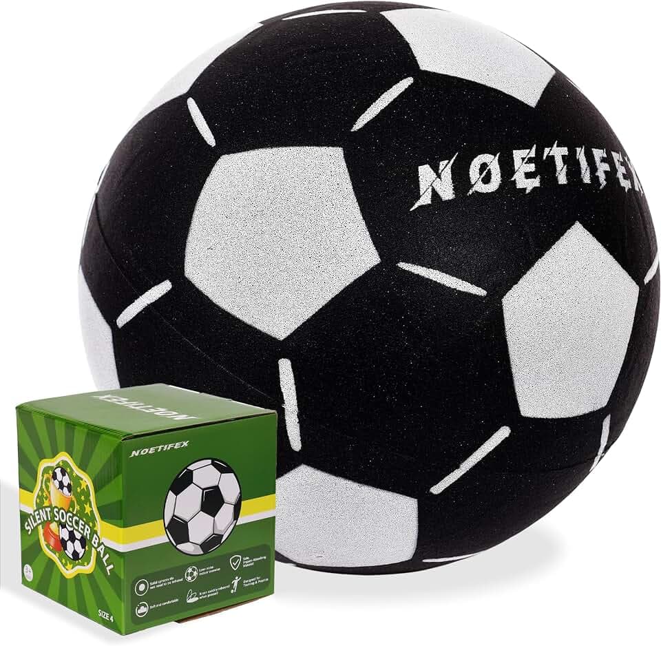 Silent Soccer Ball Size 4, Indoor Foam Training Ball for Quiet Skill Practice, Soft House Ball for Youth Teens Men Women, 300g, Gift-Ready