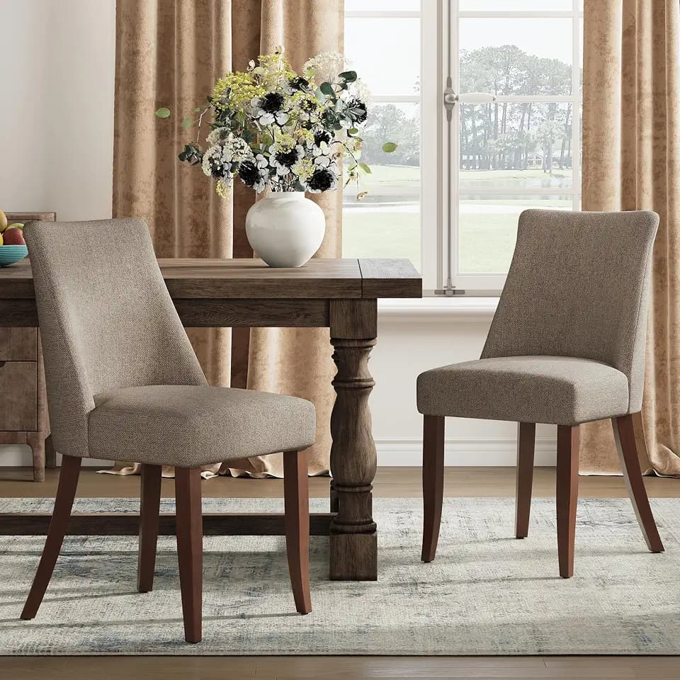 COLAMY Upholstered Dining Chairs Set of 2 with Wood Legs, Green
