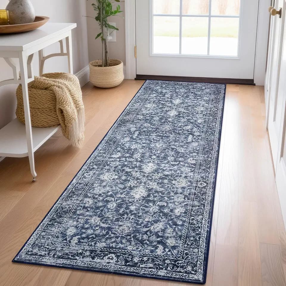 KILOCOCO Hallway Runner 2x6 Washable Runner Rug Non-Slip Kitchen Rug, Blue
