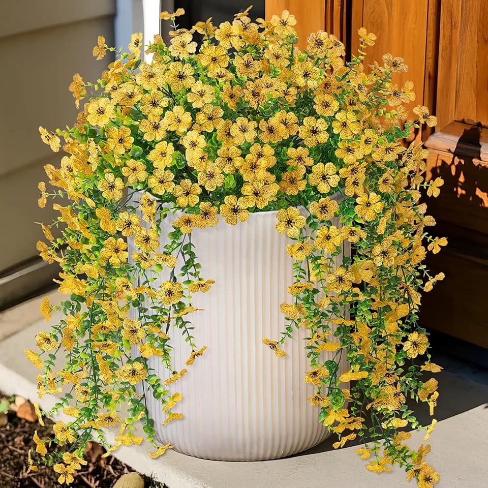 Ammyoo Artificial Hanging Flowers Plants for Outdoors Summer Decoration