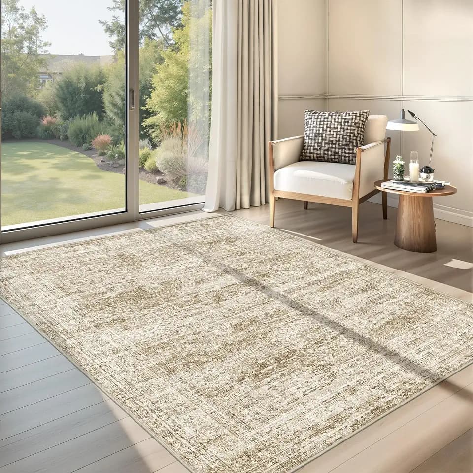 4x6 Area Rug for Entryway,Washable Kitchen Rug,Brown