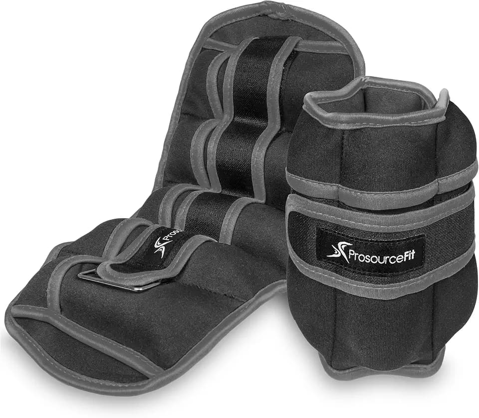 Prosource Ankle/Wrist and Arm/Leg Weights Set of 2, Adjustable Strap 1 lb-5 lb, Adjustable Weight 15 lb, 10 lb, 7 lb for Men and Women