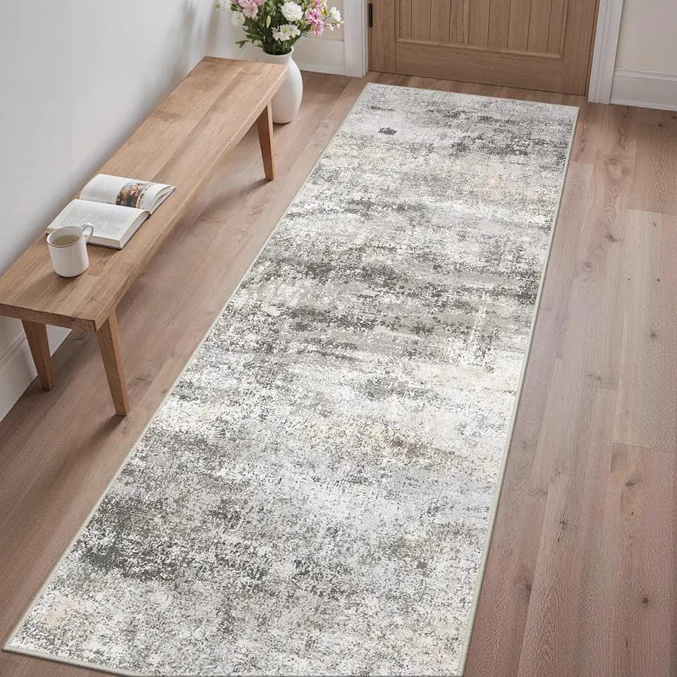 GENIMO 2'6"x8' Runner Rug Non Slip Washable for Hallway Entryway Grey Beige