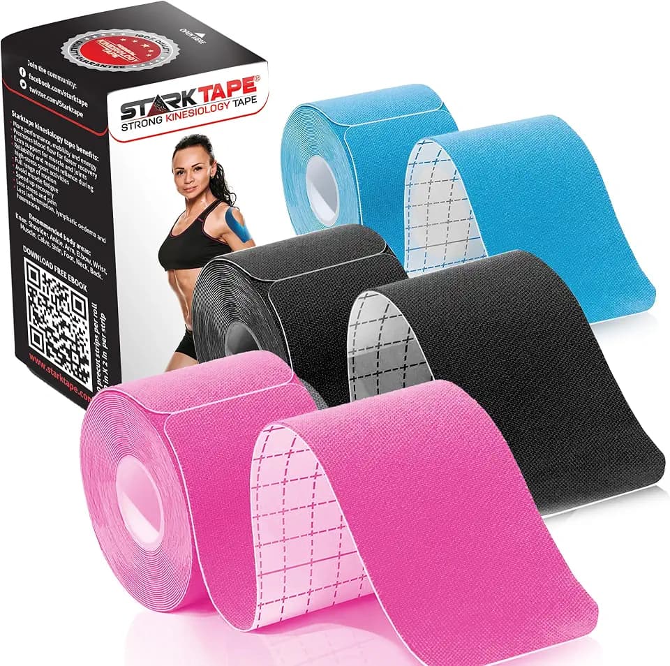Kinesiology Tape Athletic Pro Sports - 3 Rolls, 60 Precut Strips, Latex-Free, for Muscle Support, Ankles, Wrists, Knees, Running, Tennis, Swimming. Stays Secure for Several Days