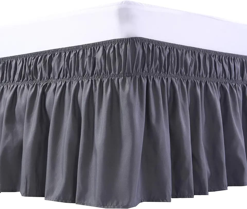 MEILA Wrap Around Bed Skirt for Queen & King Beds, 18" Drop,Dark Grey